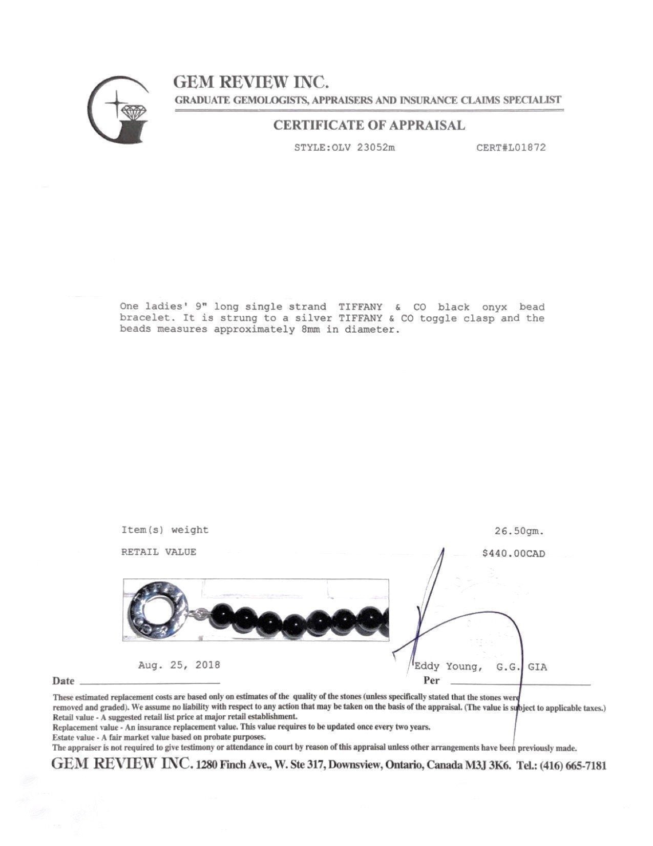 Tiffany & Co. Onyx Bead Toggle Bracelet