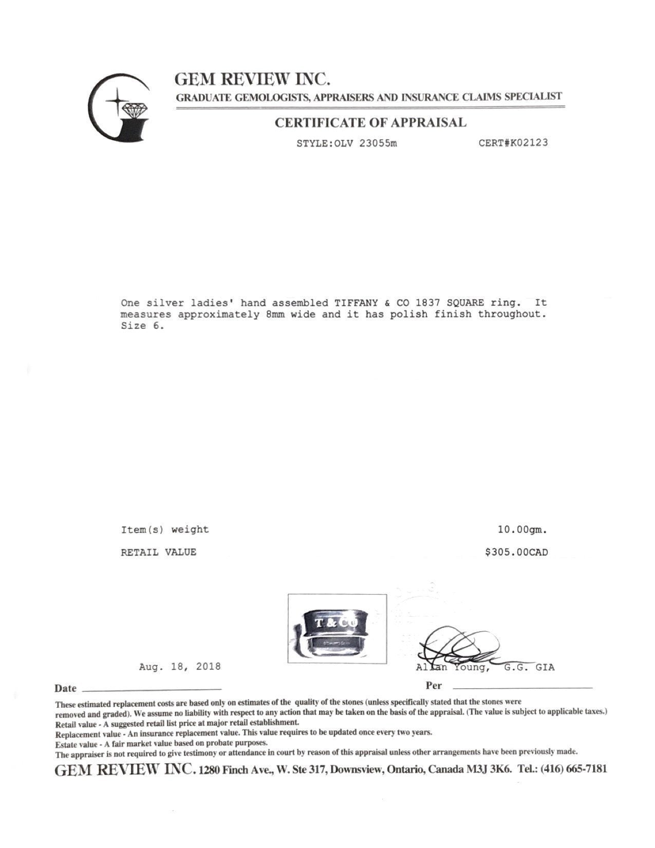 Tiffany & Co. 1837 Square Ring