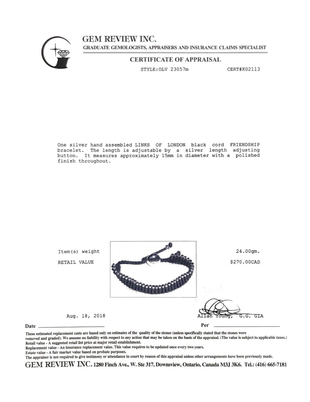 Links of London Black Friendship Bracelet