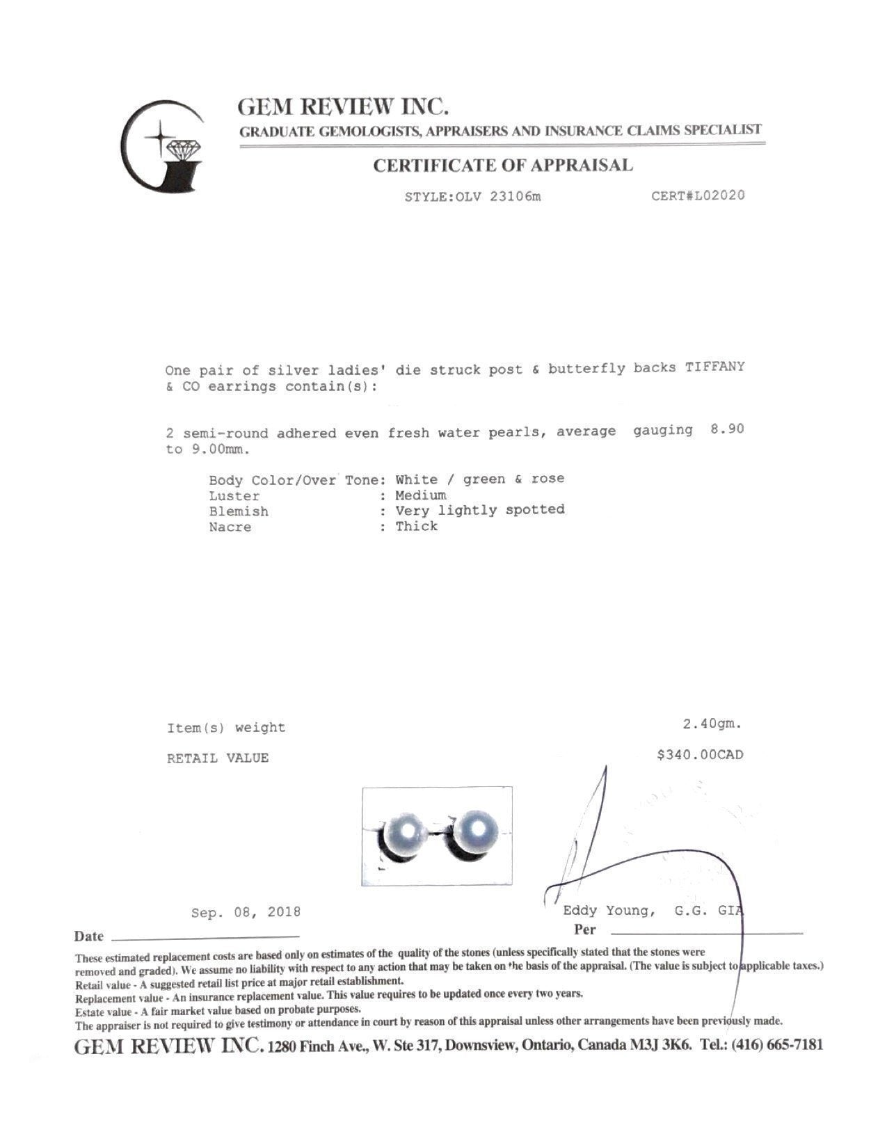 Tiffany & Co. Ziegfeld Collection Pearl Earrings