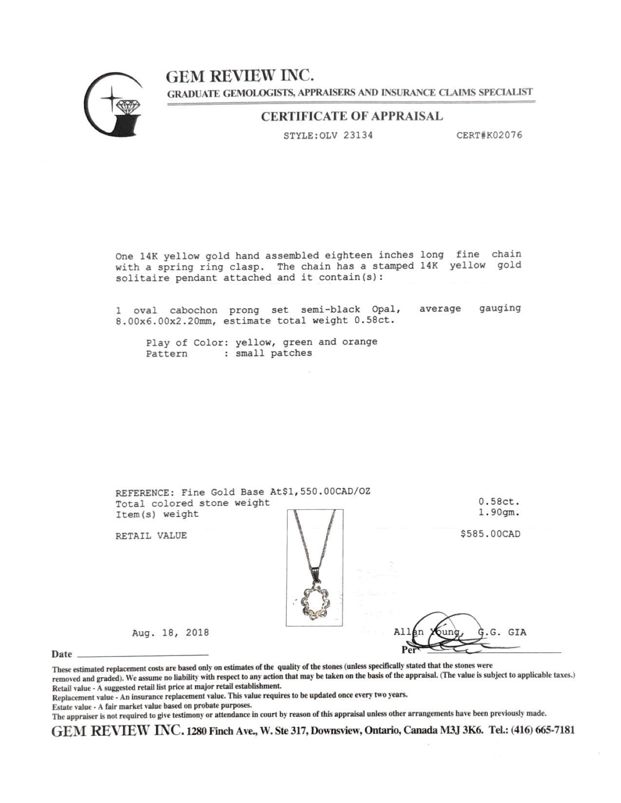 Opal Pendant Necklace