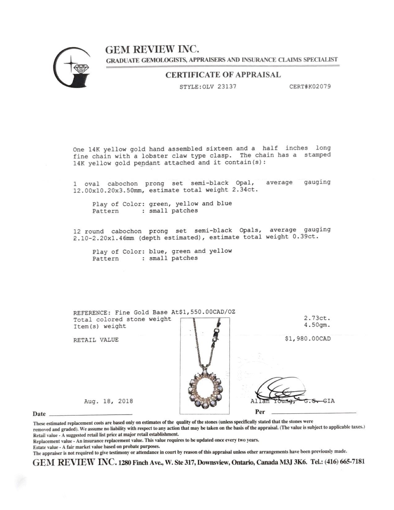 Opal Pendant Necklace