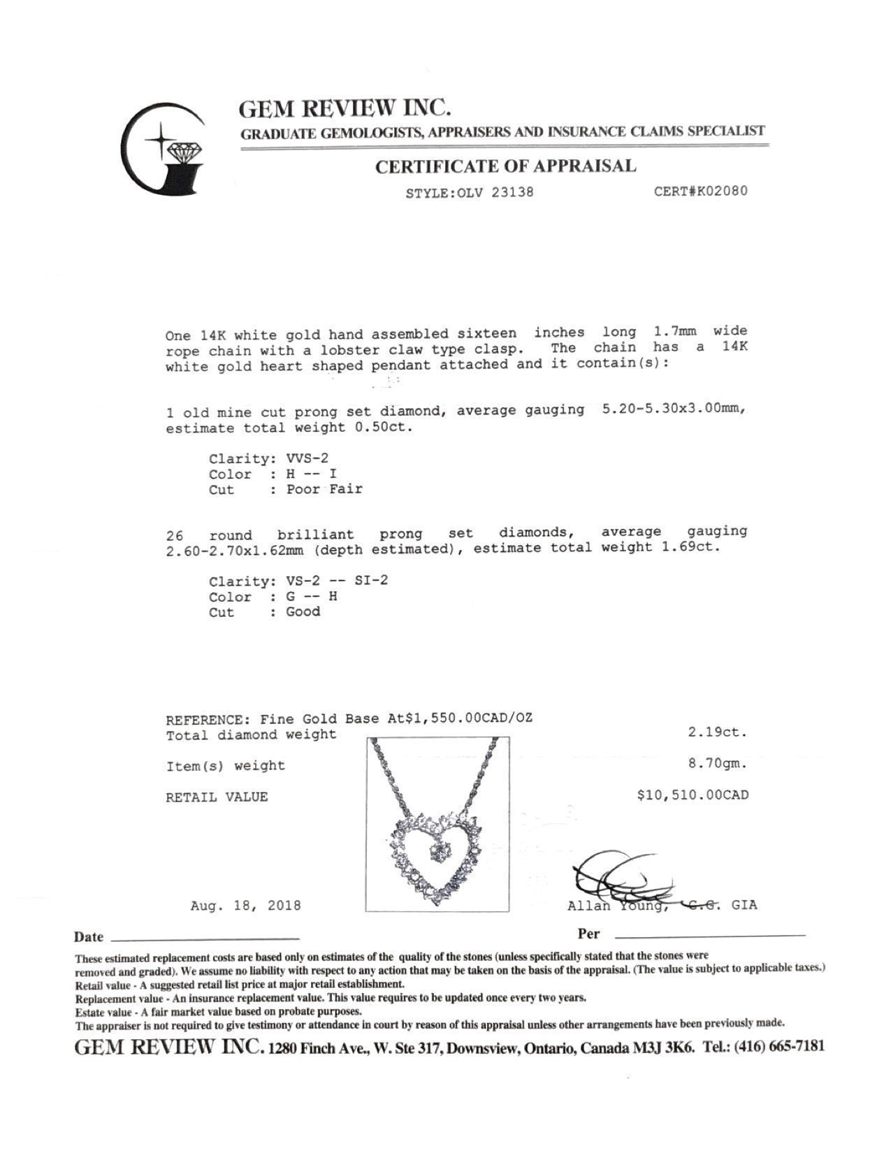 Diamond Heart Pendant Necklace