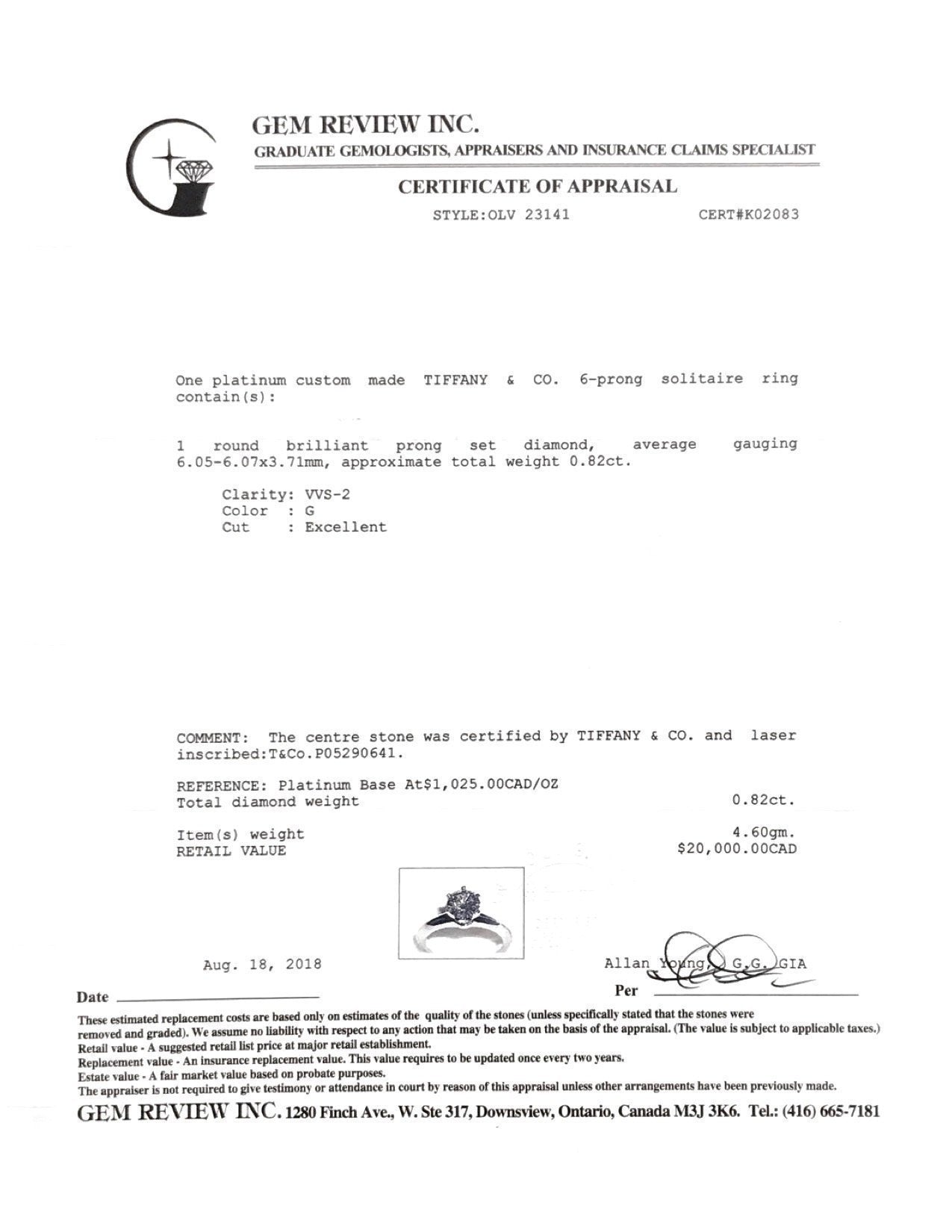 Tiffany & Co. Diamond Solitaire Engagement Ring