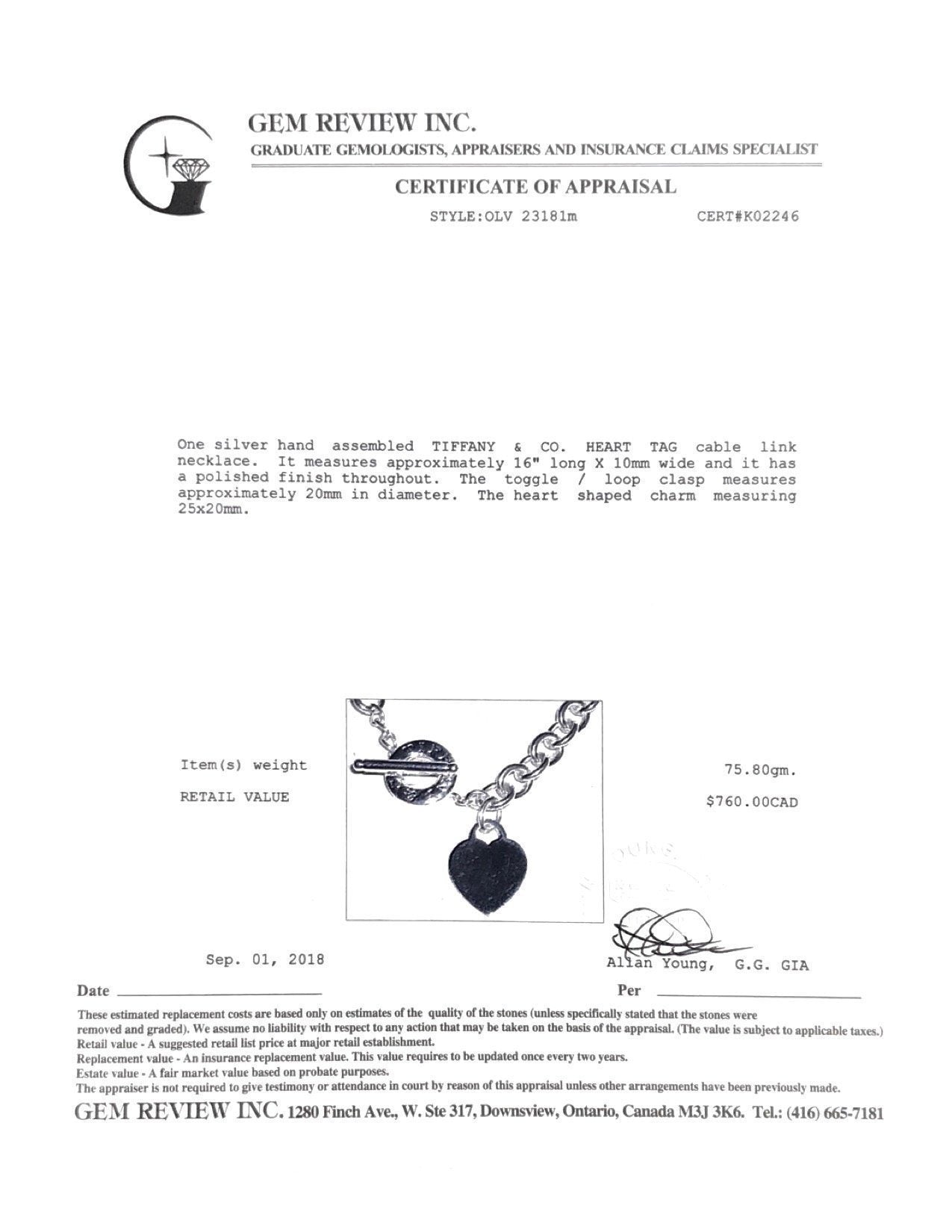 Tiffany & Co. Heart Tag Necklace with Toggle Clasp