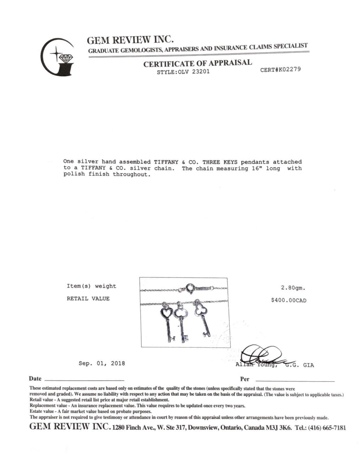 Tiffany & Co. Mini Three-Key Pendant Necklace