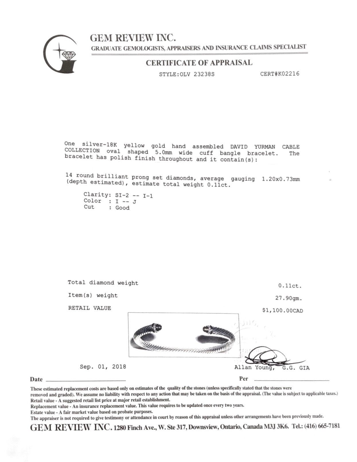 David Yurman Two-Tone Cable Classics Bracelet with Diamonds