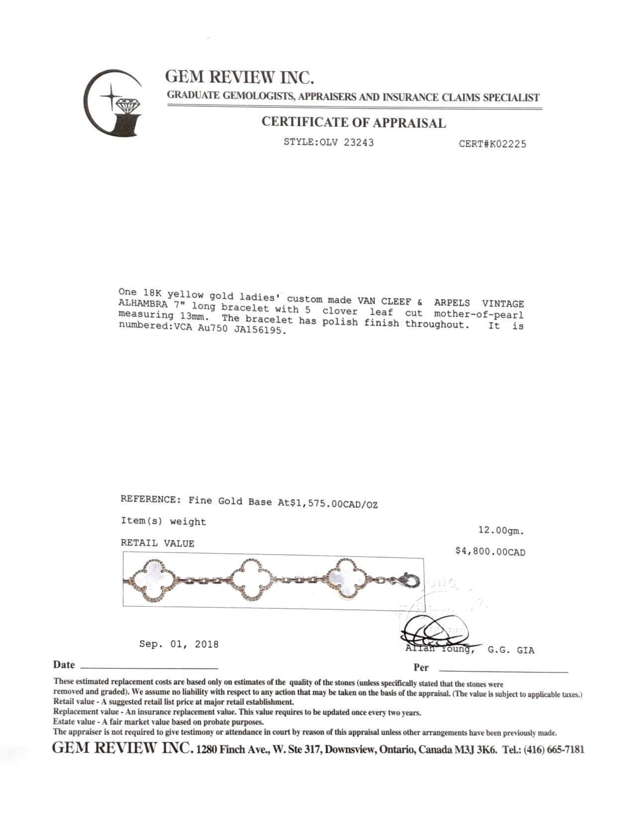 Van Cleef & Arpels Vintage Alhambra Bracelet with Mother of Pearl