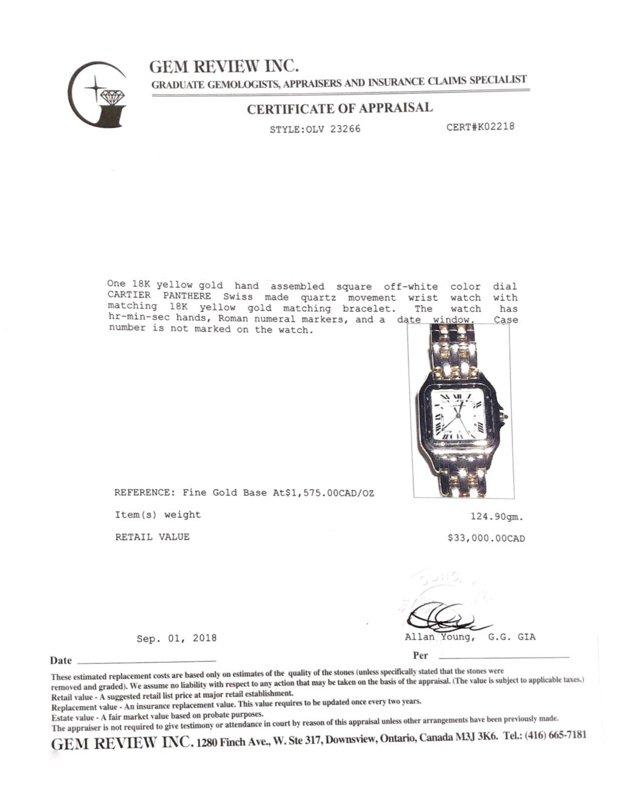 Cartier Jumbo Size Gold Panthere Watch