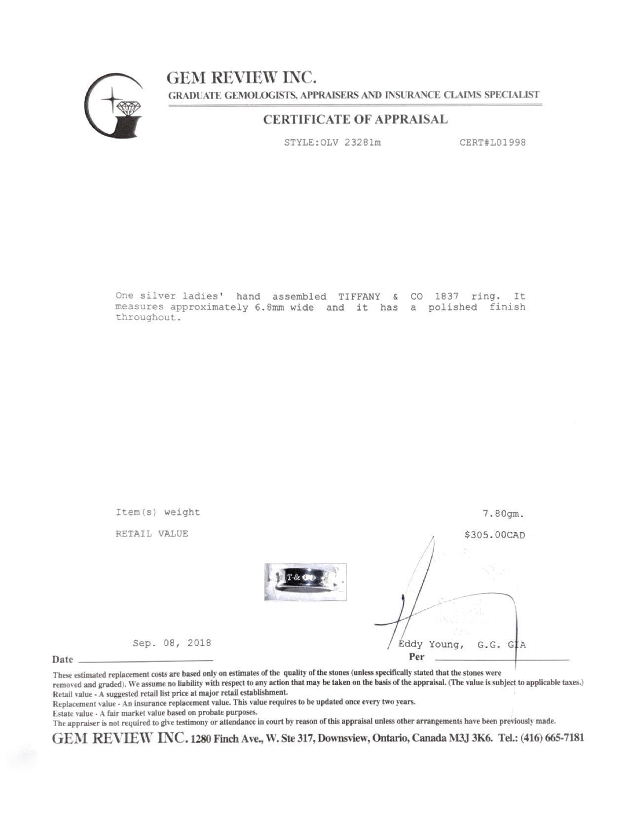 Tiffany & Co. 1837 Ring