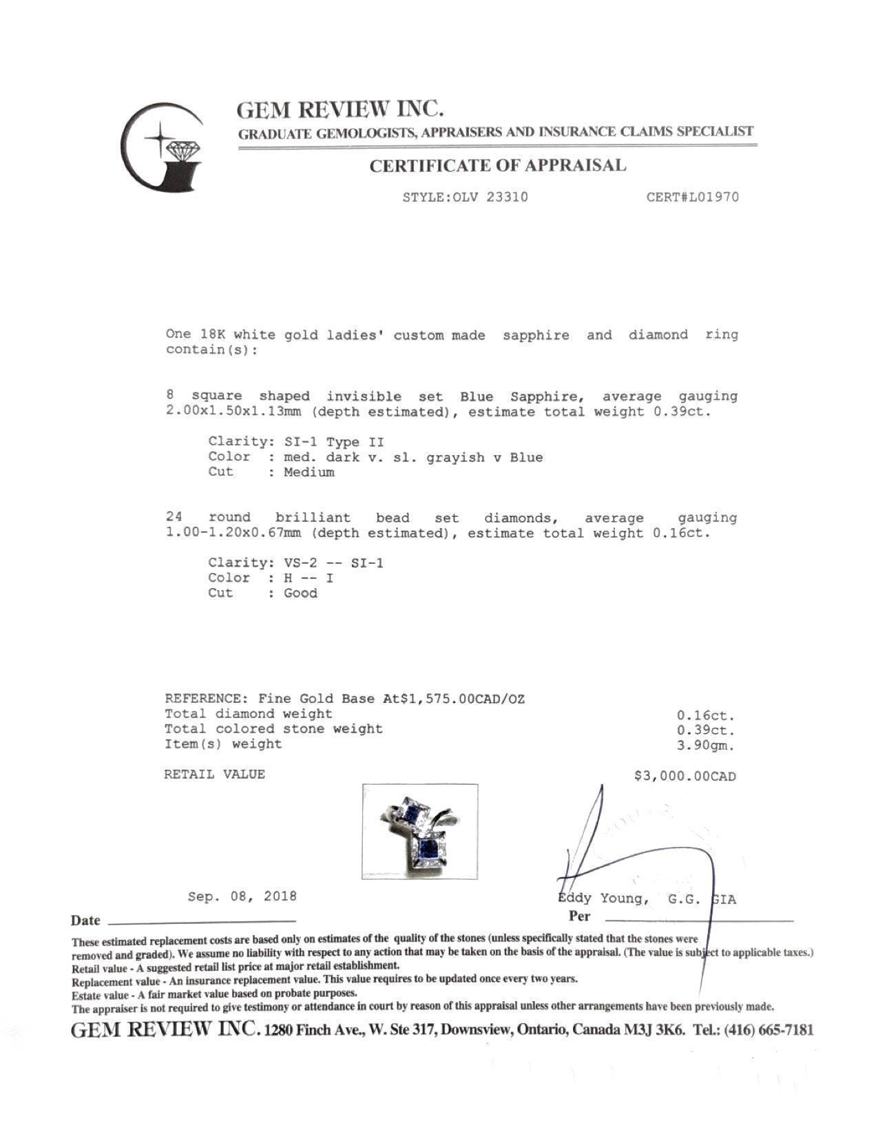 Blue Sapphire and Diamond Ring