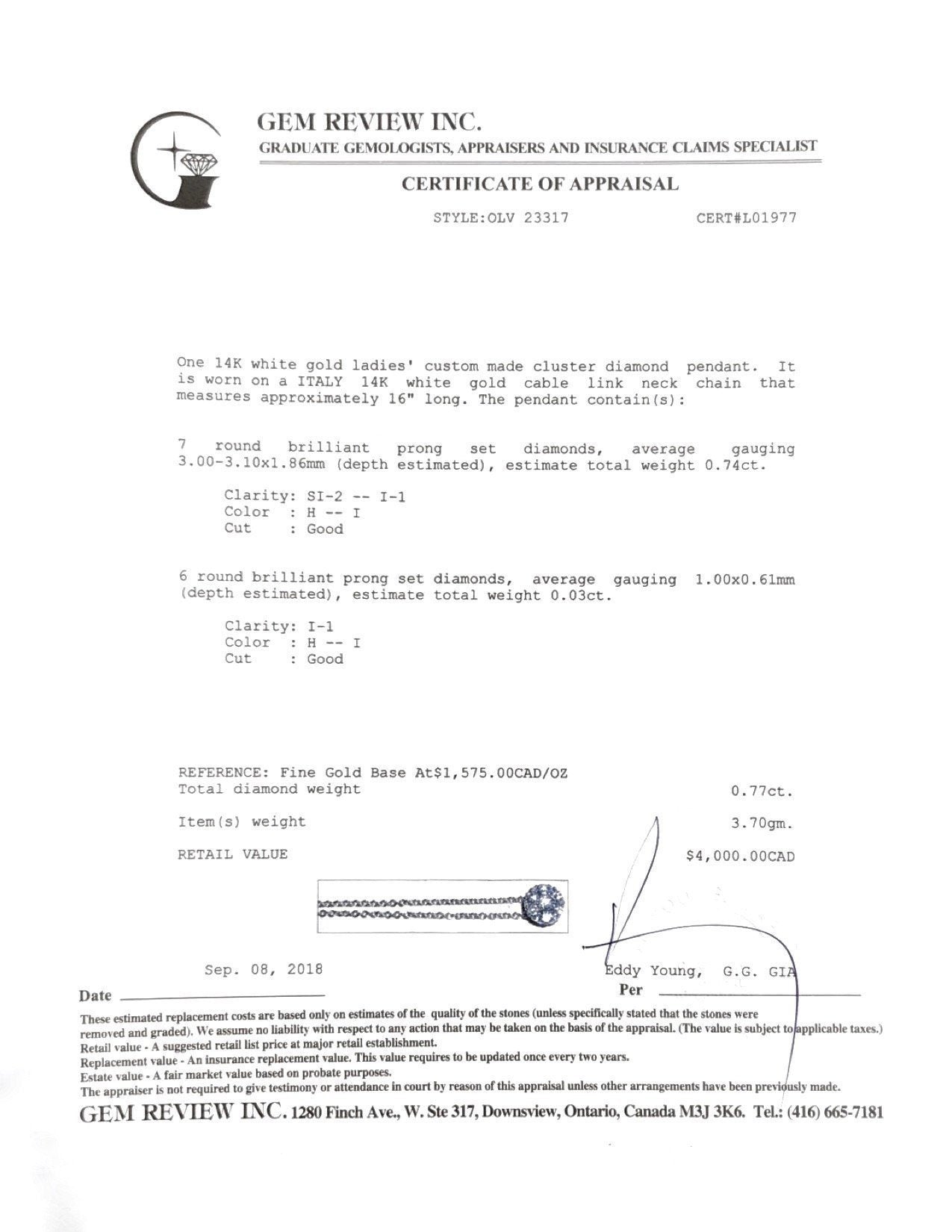 Cluster Diamond Pendant Necklace