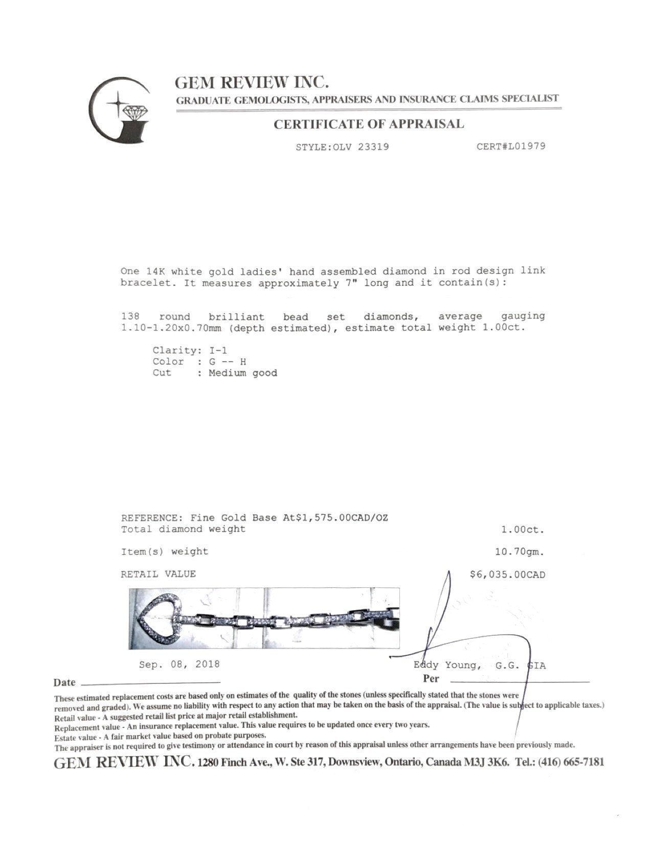 Diamond Heart Clasp Link Bracelet