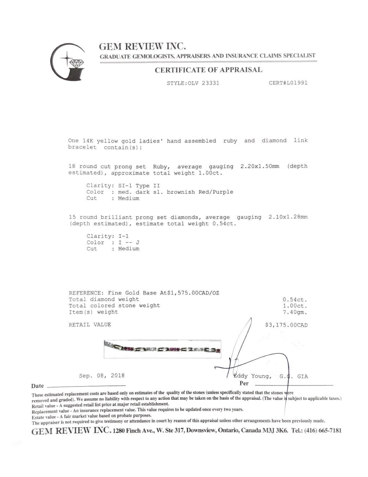 Ruby and Diamond Link Bracelet