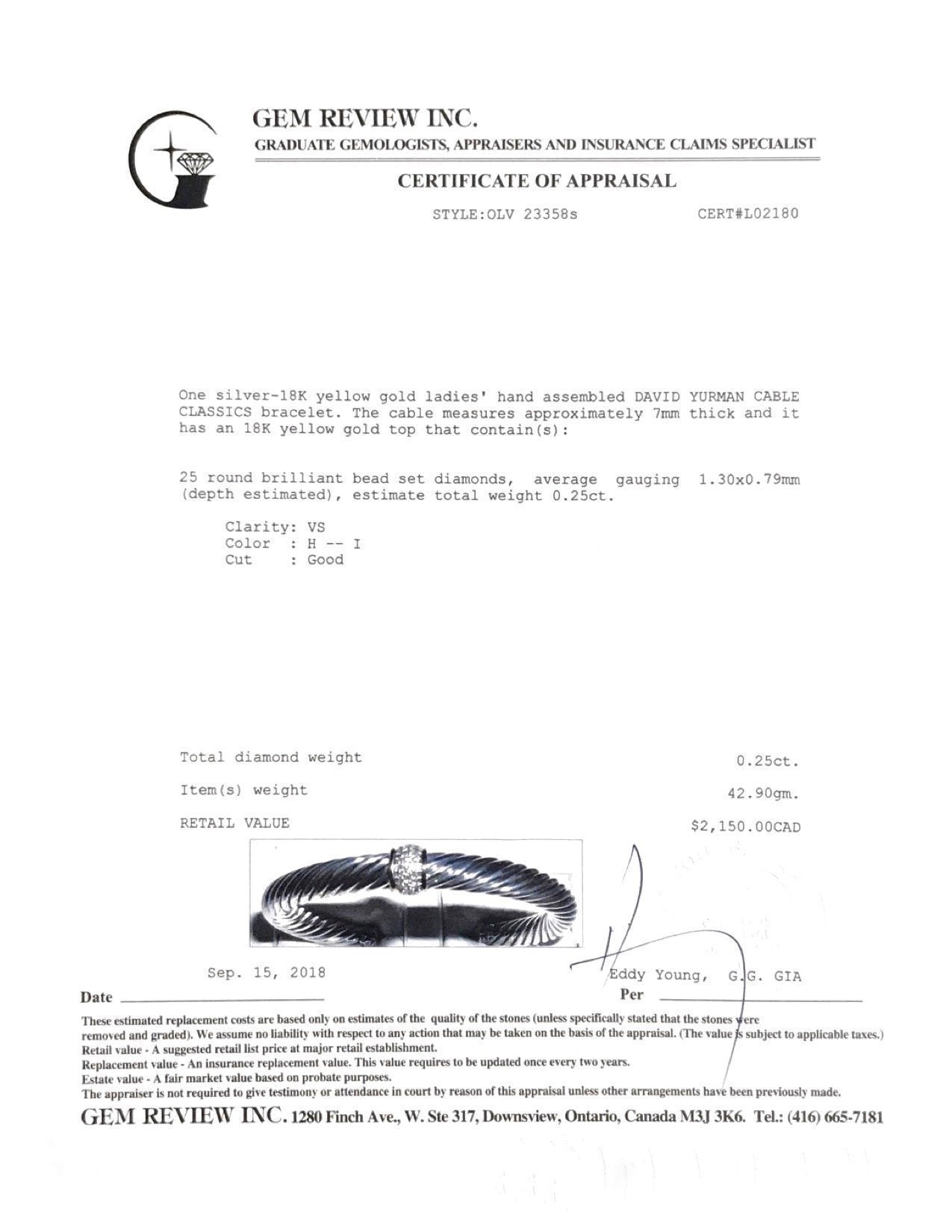 David Yurman Cable Classics Bracelet with Diamonds