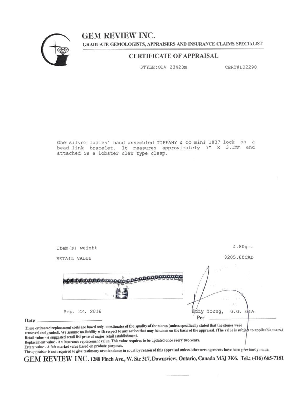 Tiffany & Co. Mini 1837 Lock Bead Bracelet