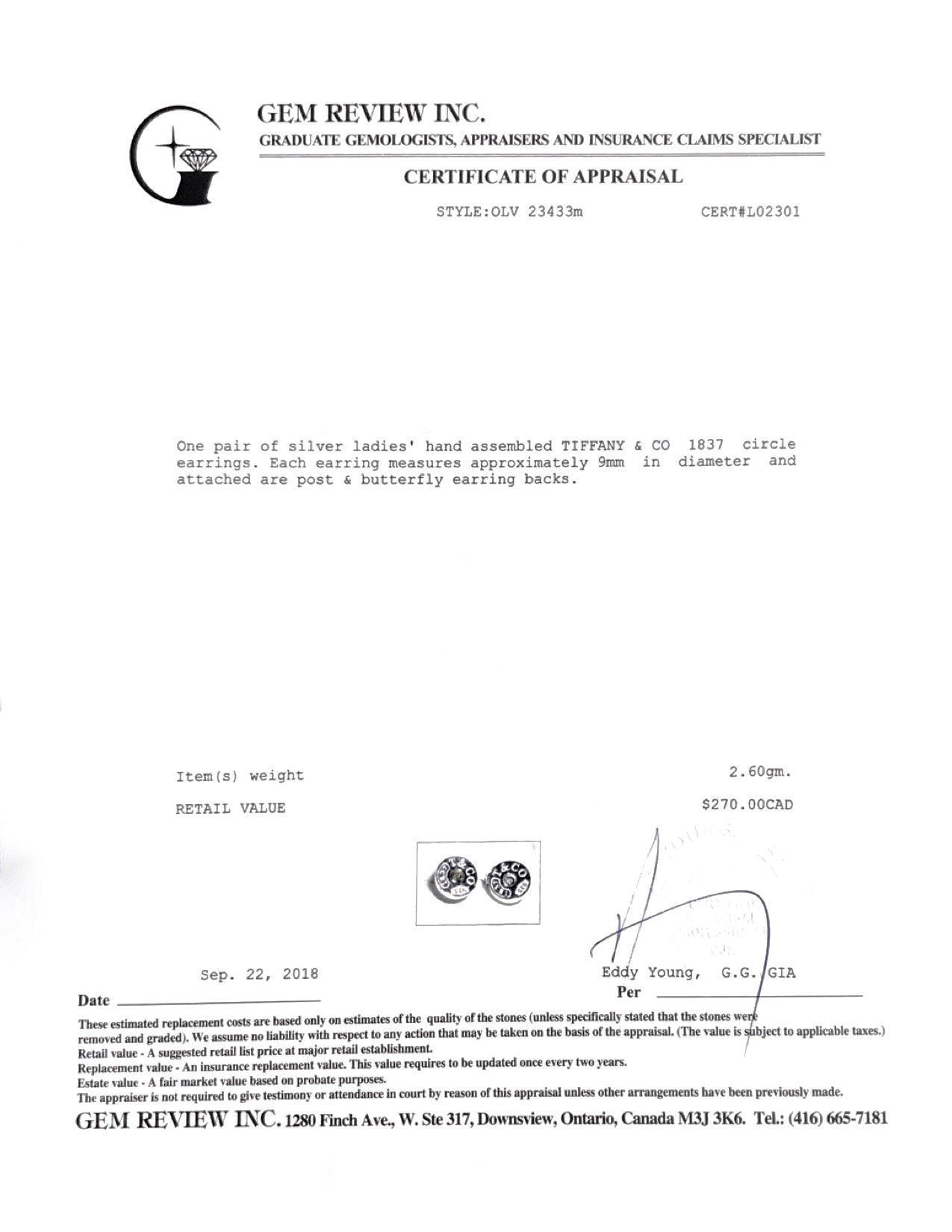 Tiffany & Co. 1837 Circle Earrings