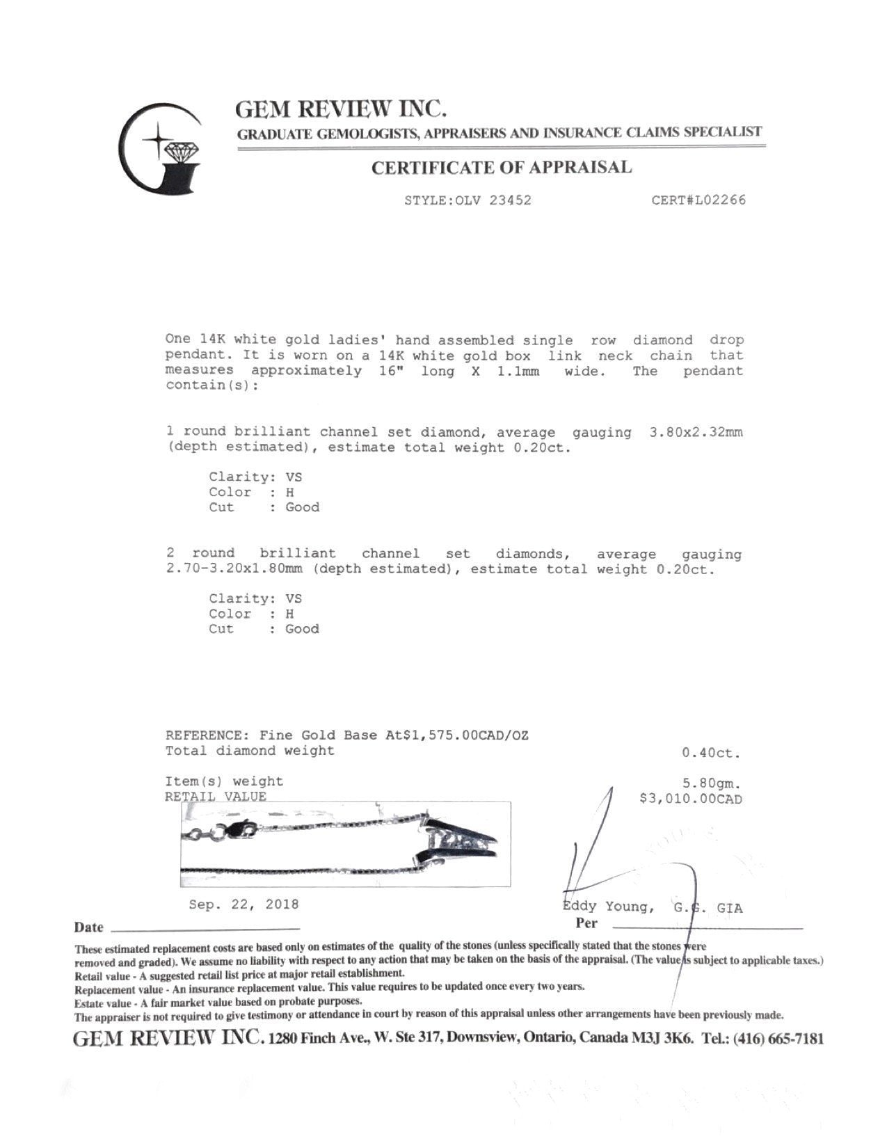 Diamond Drop Pendant Necklace