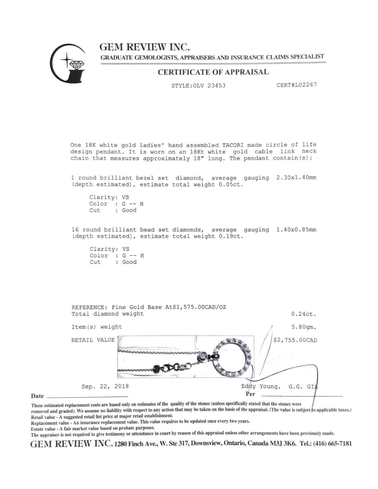 Tacori Diamond Circle Pendant Necklace