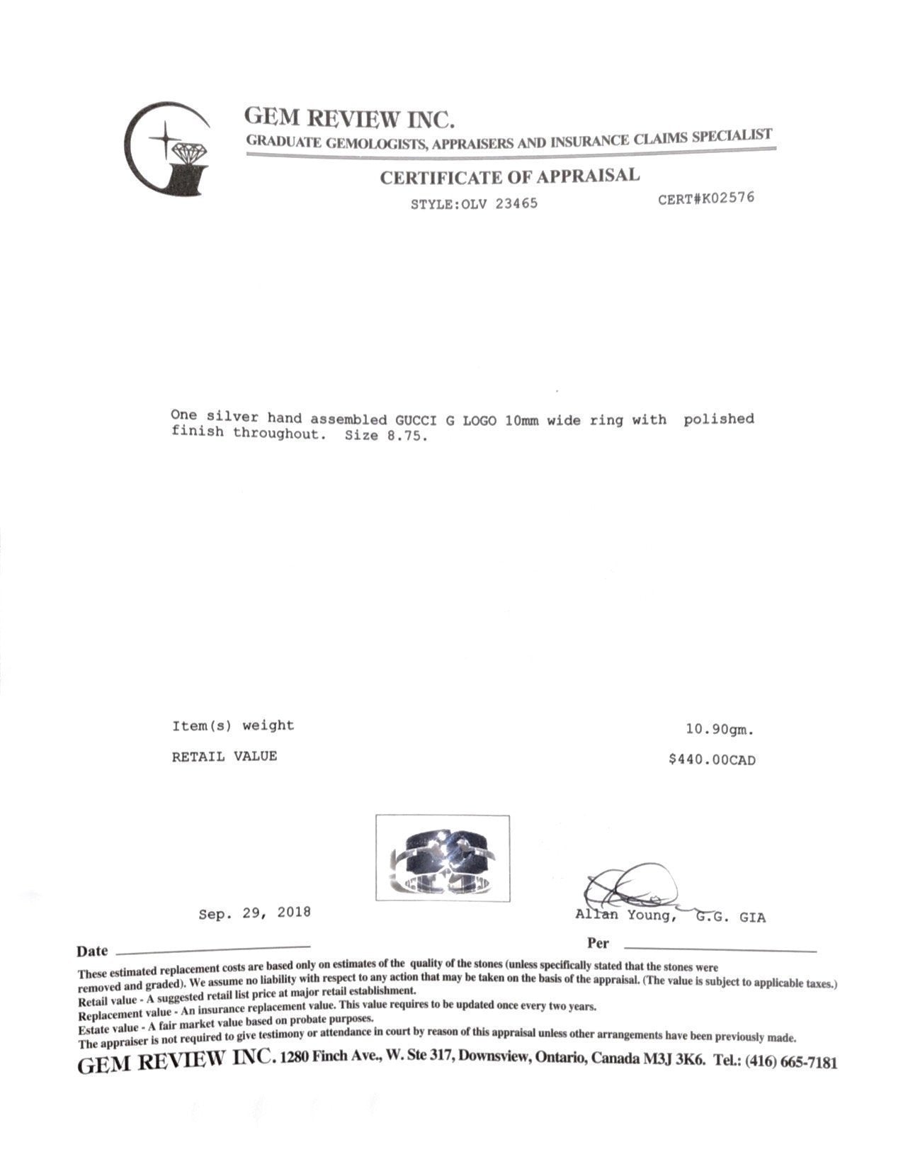 Gucci G Logo Band Ring