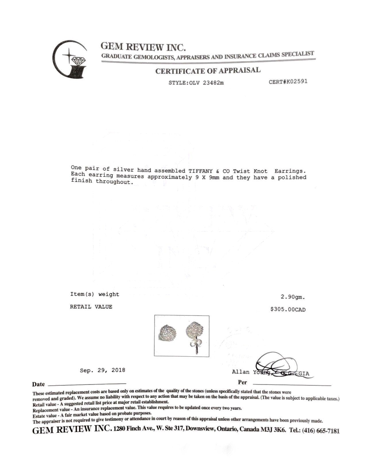 Tiffany & Co. Twist Knot Earrings