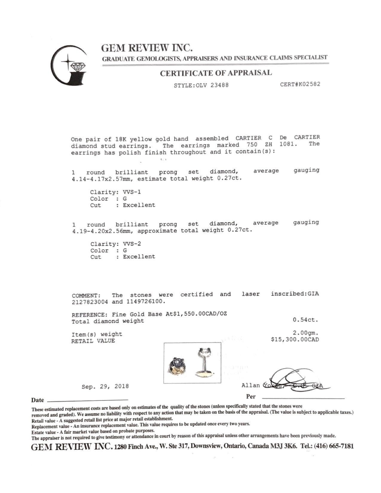 Cartier C De Cartier Diamond Stud Earrings