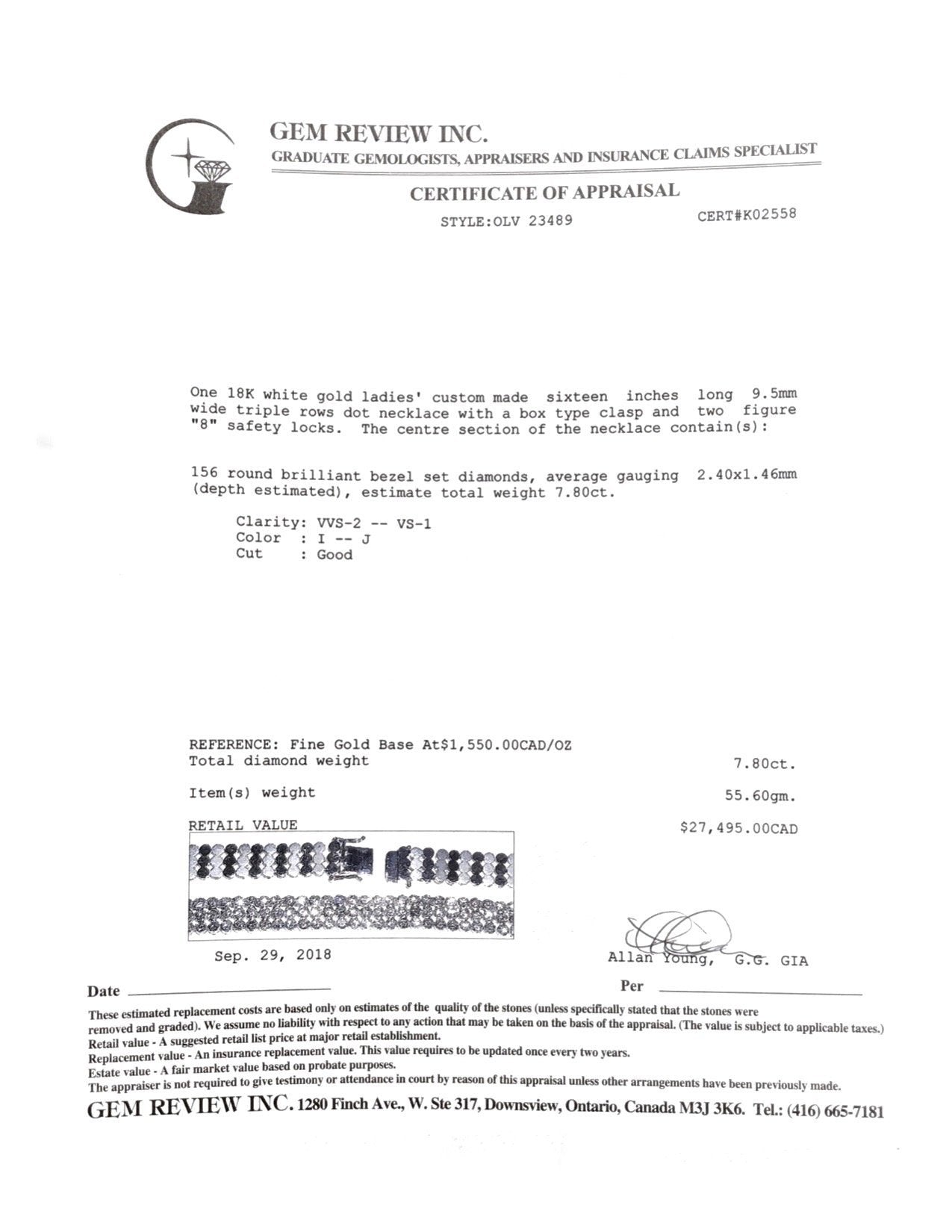 Three-Row Diamond Necklace