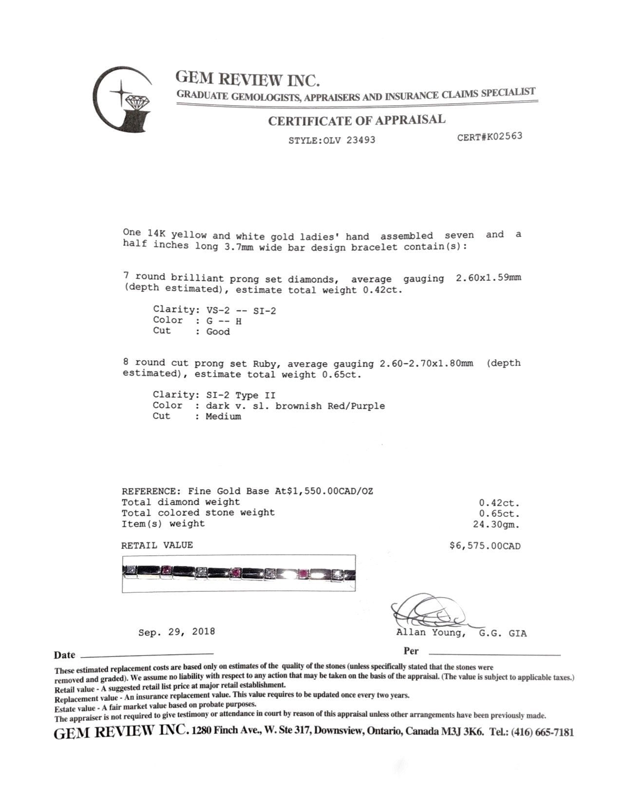 Two-Tone Diamond and Ruby Link Bracelet