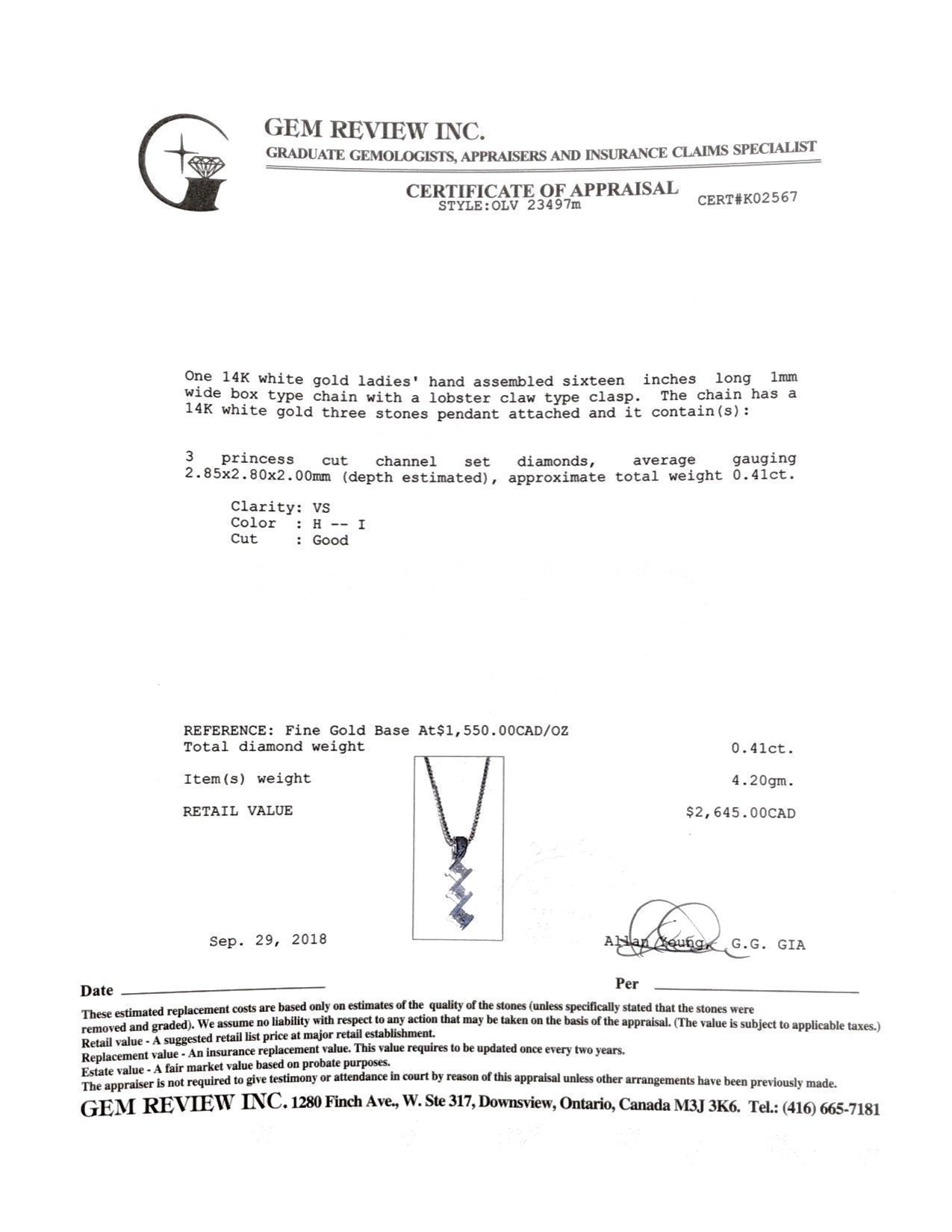 Three Stone Diamond Drop Pendant Necklace