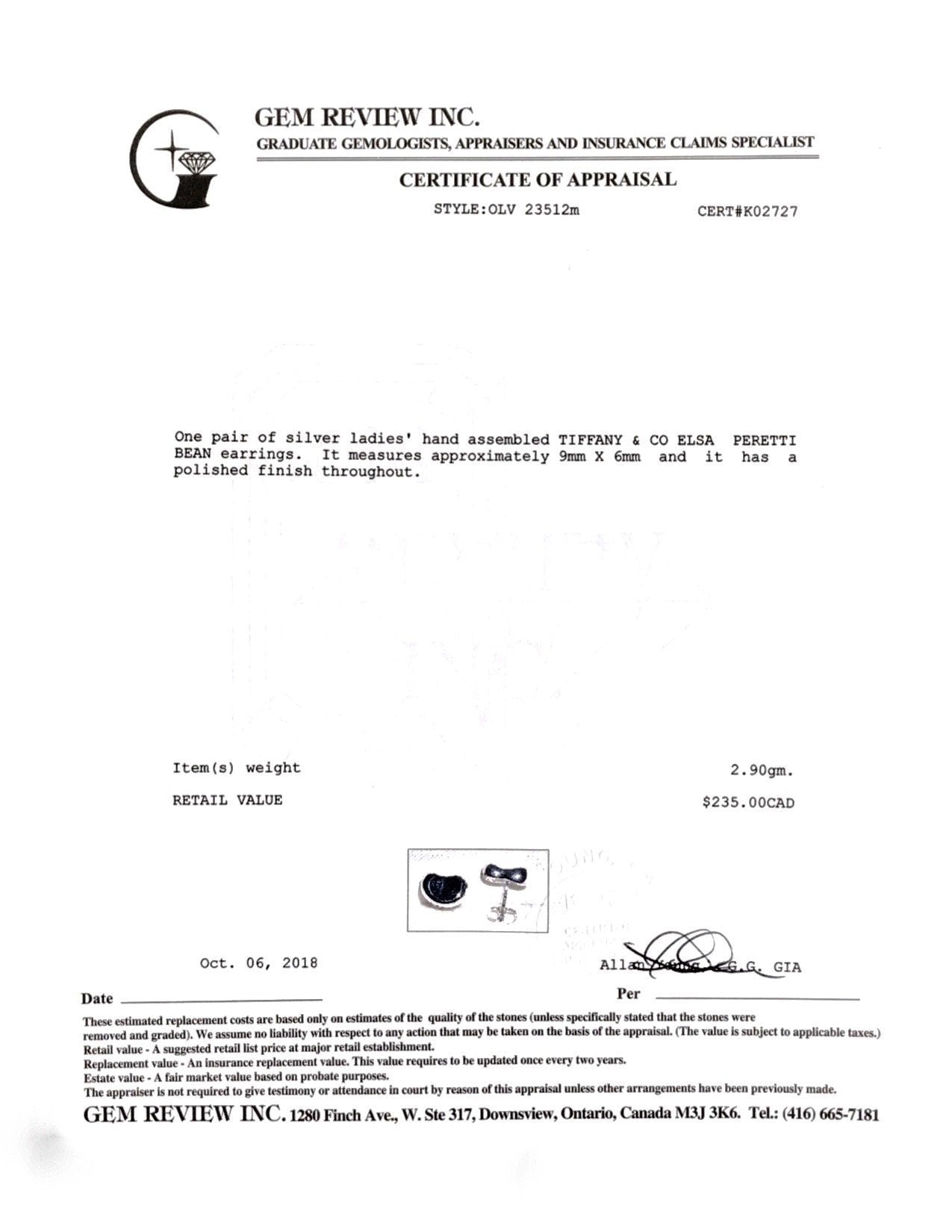 Tiffany & Co. Elsa Peretti Bean Earrings