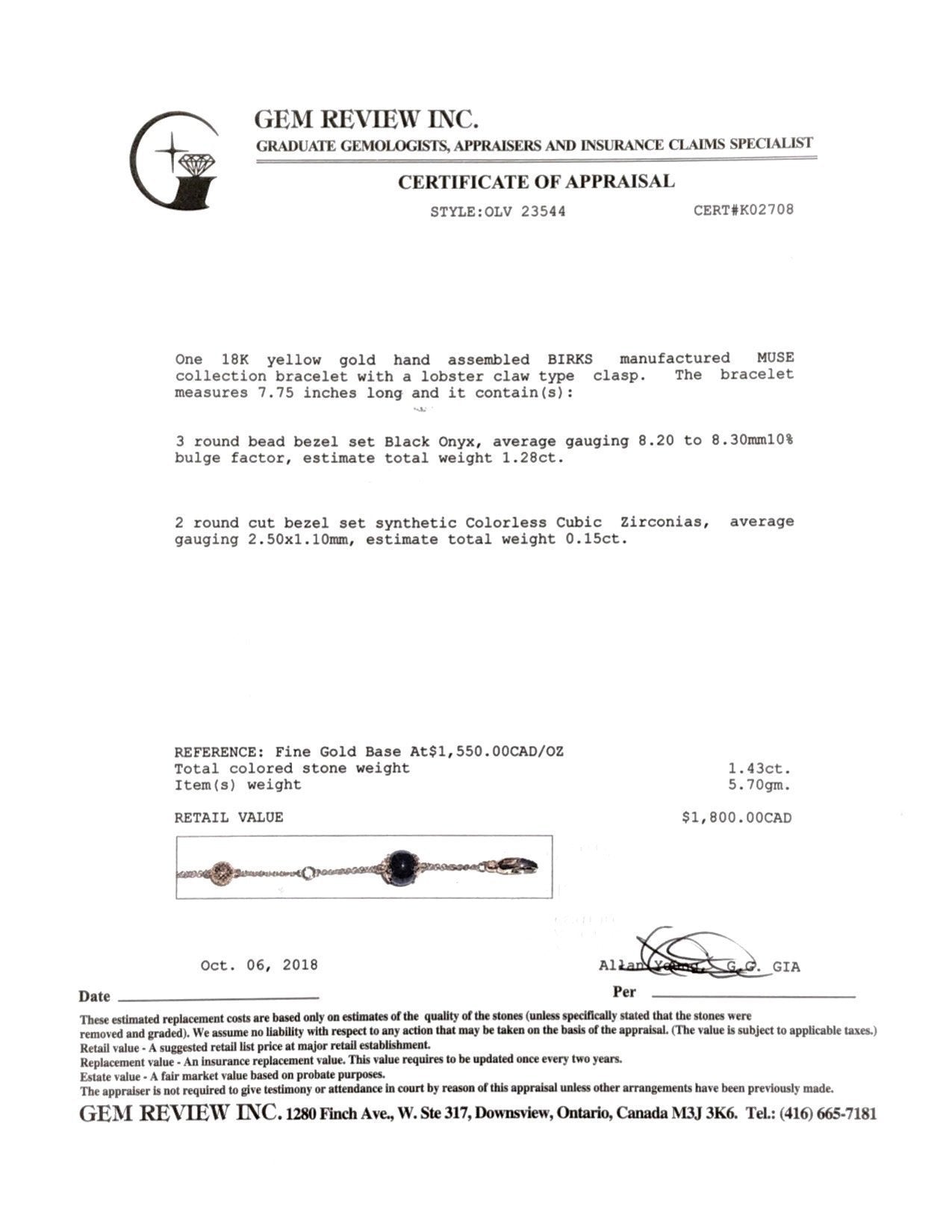 Birks Muse Bracelet with Black Onyx