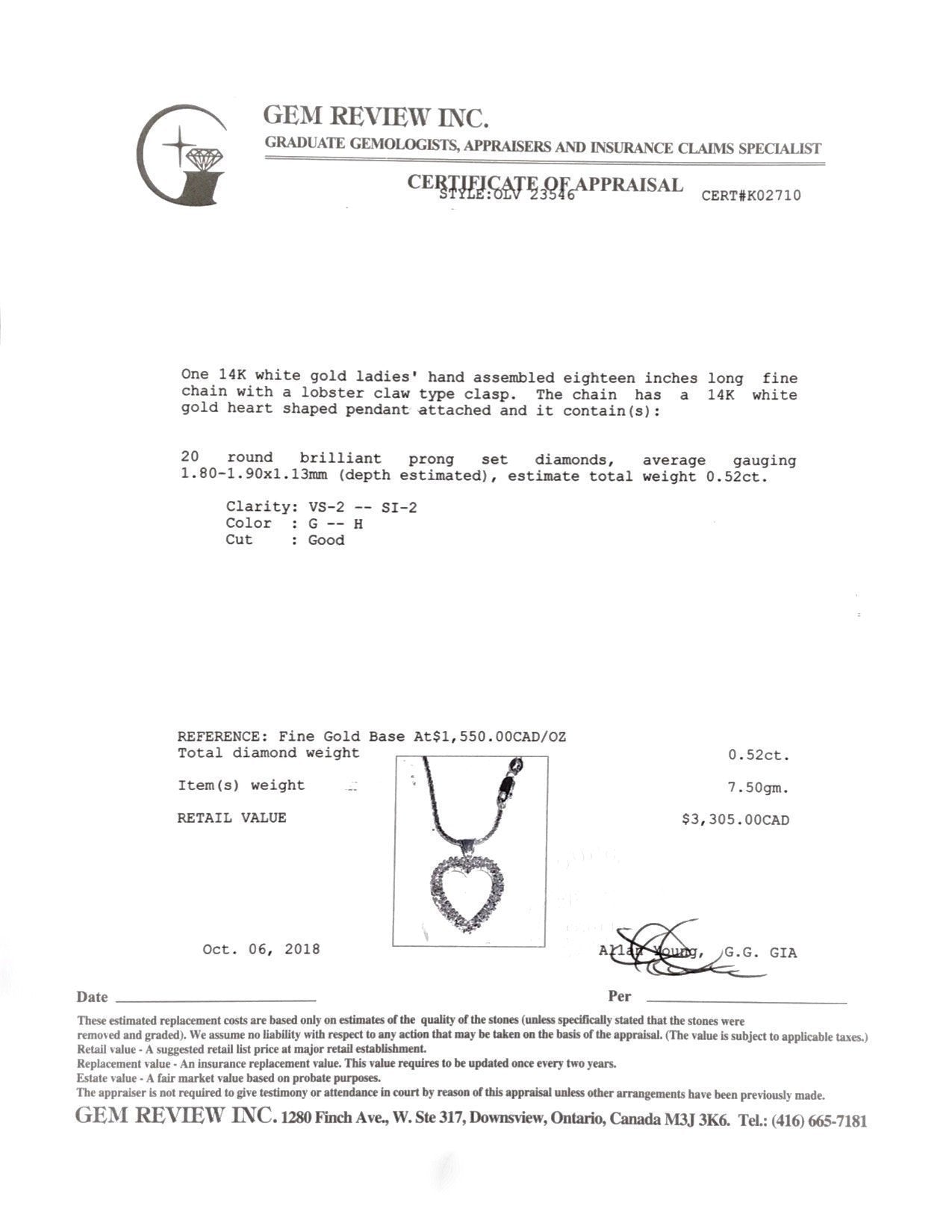 Diamond Heart Pendant Necklace