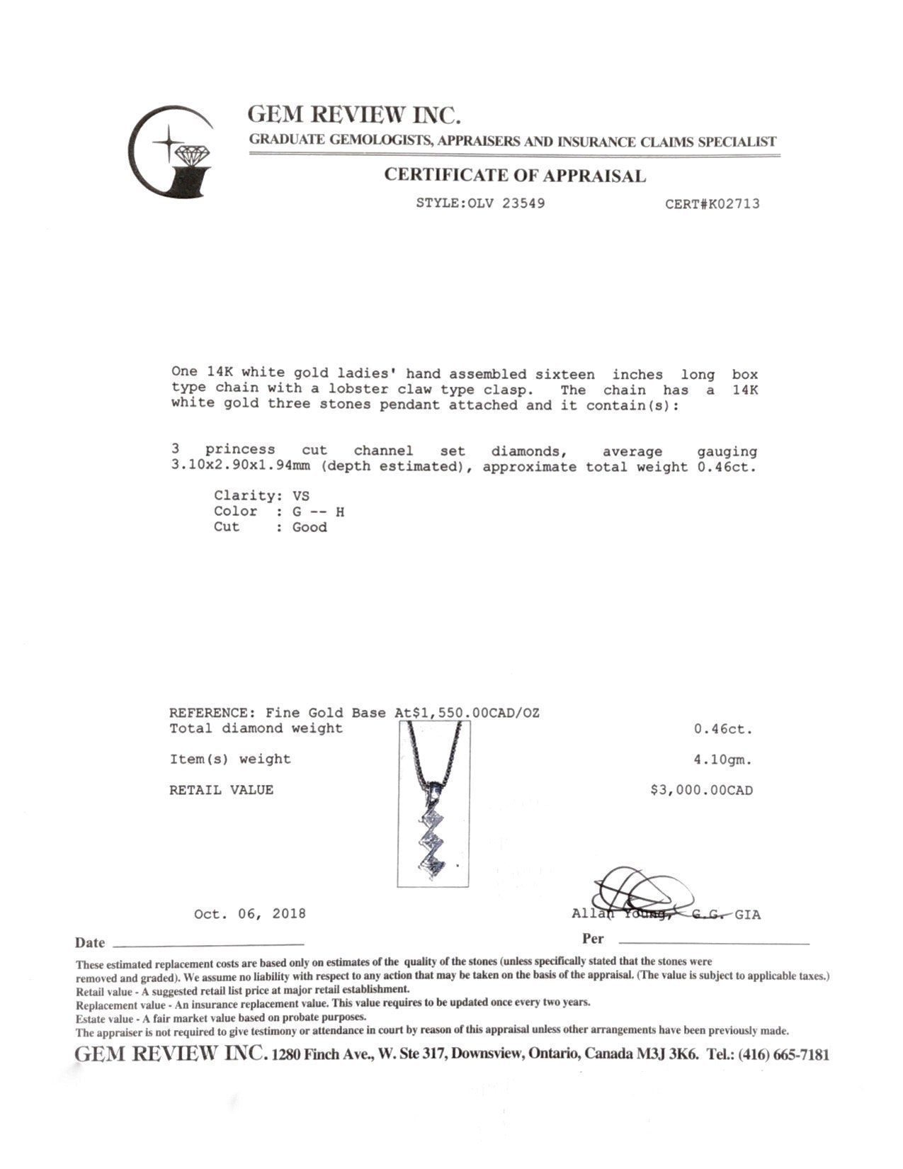 Three Stone Diamond Drop Pendant Necklace