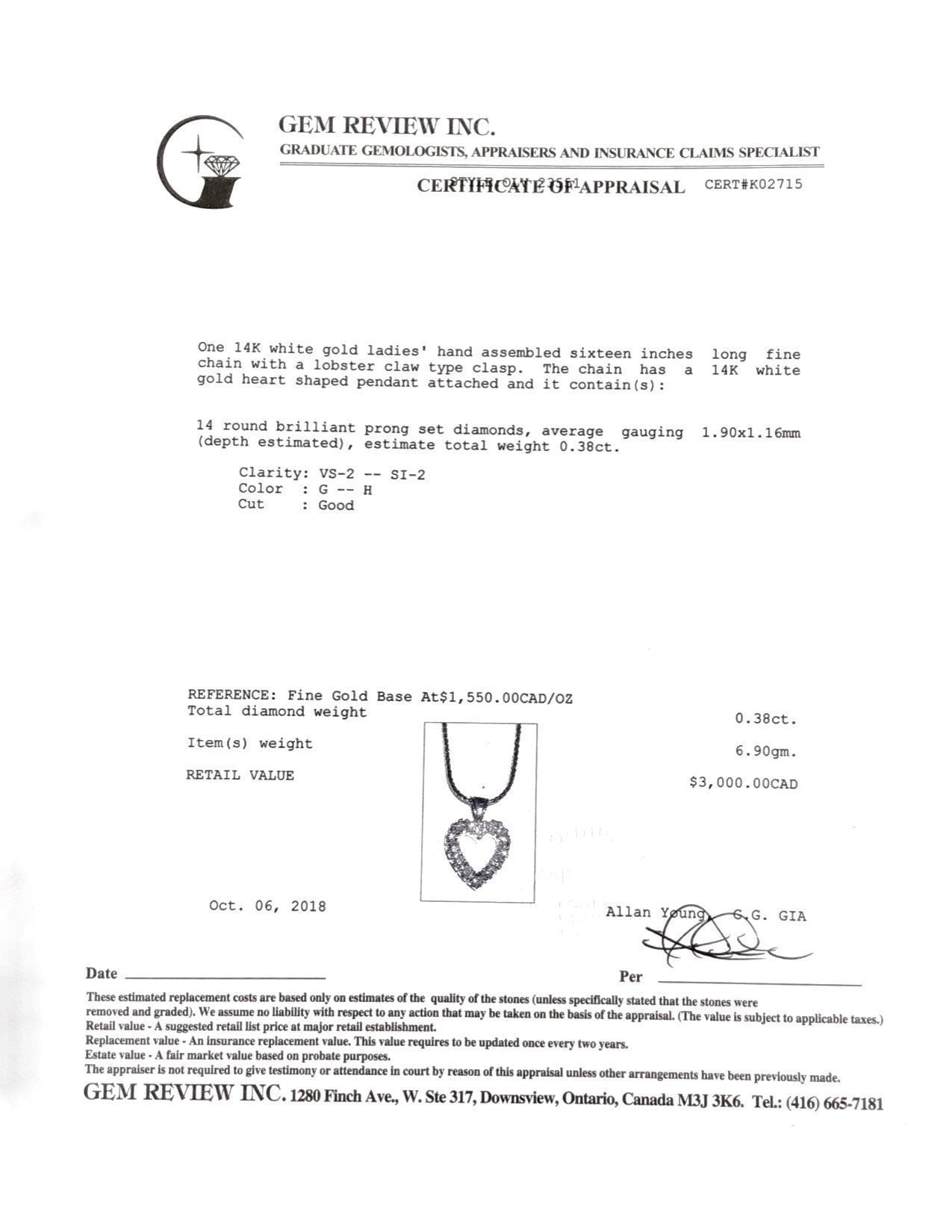 Diamond Heart Pendant Necklace