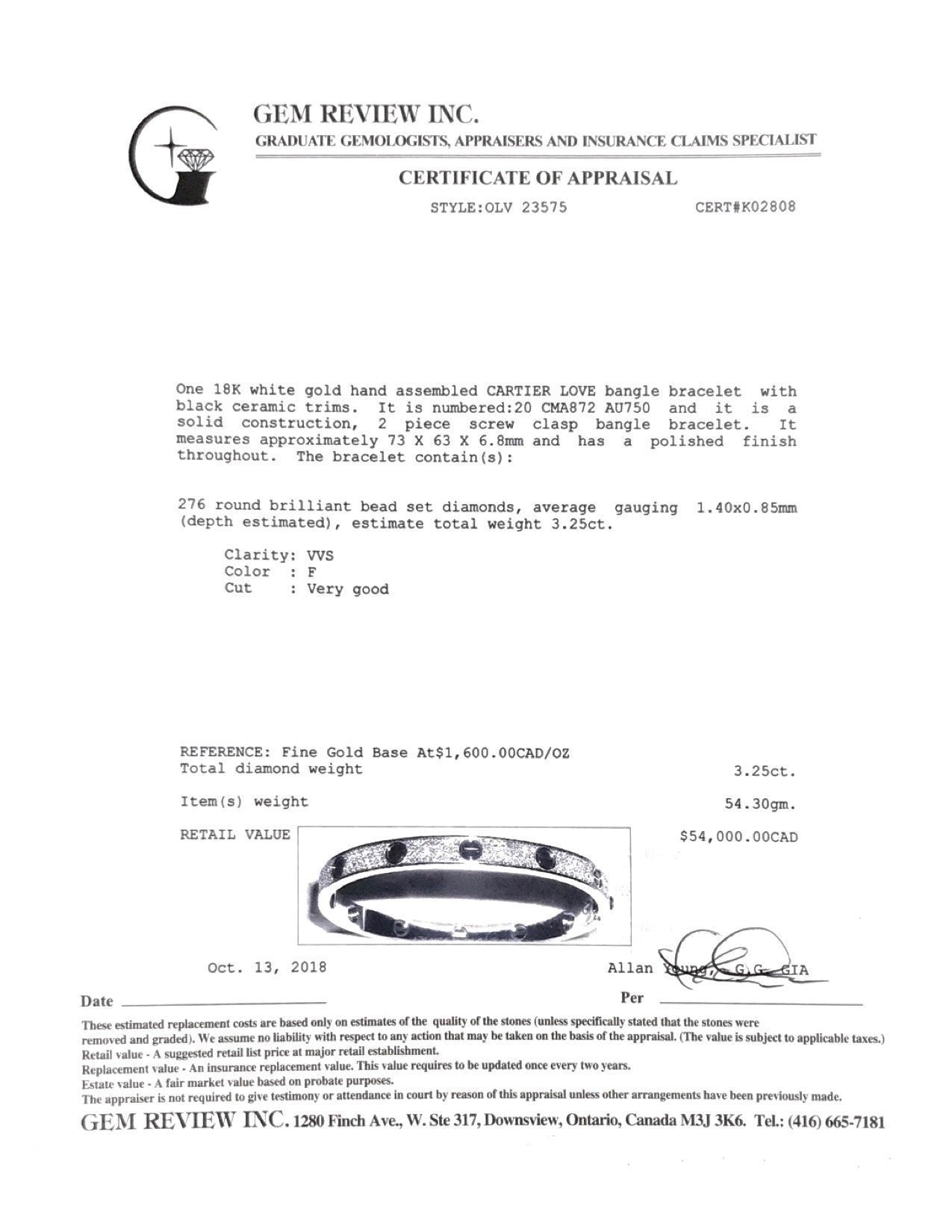 Cartier Pave Diamond and Ceramic Love Bracelet