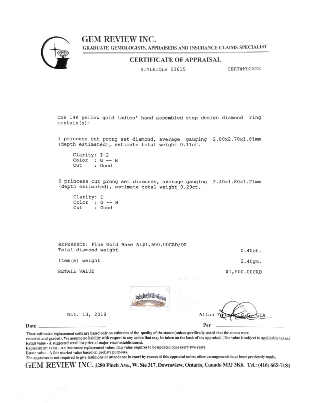 Princess Cut Diamond Step Band Ring