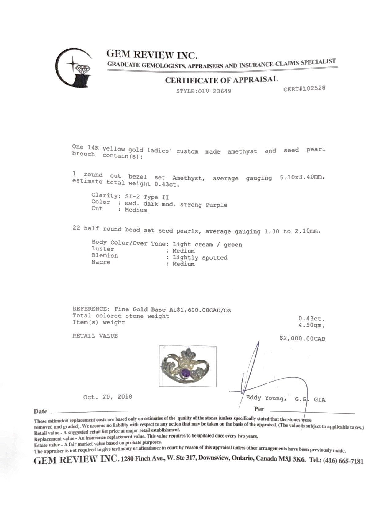 Antique Amethyst and Seed Pearl Brooch