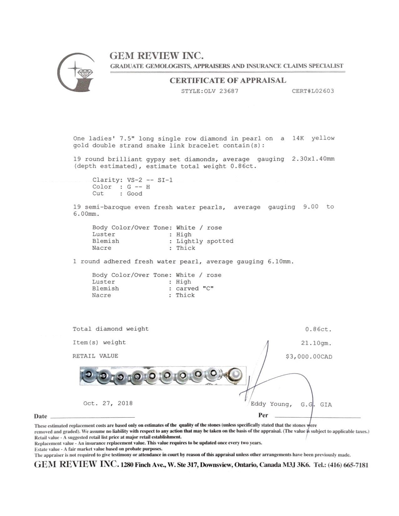 Pearl and Diamond Bracelet