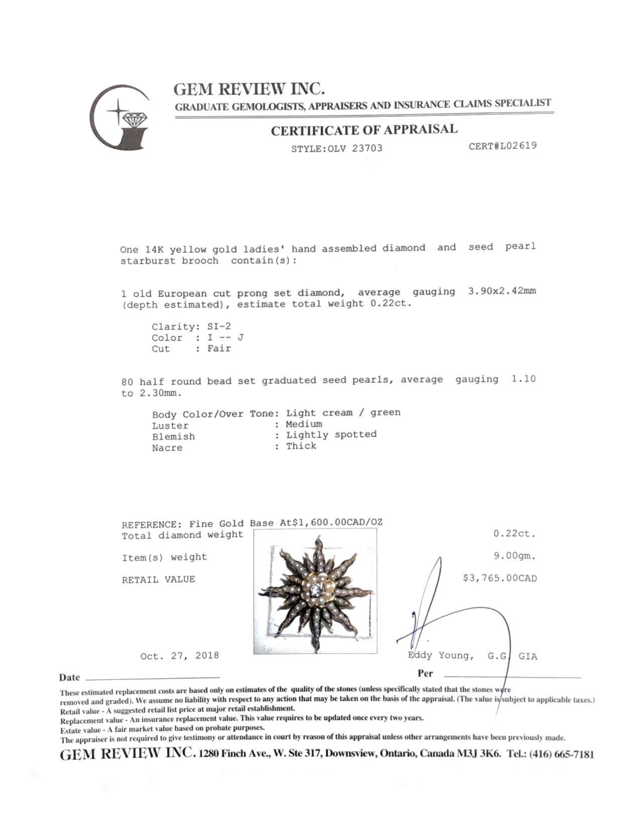 Antique Seed Pearl and Diamond Starburst Brooch/Pendant