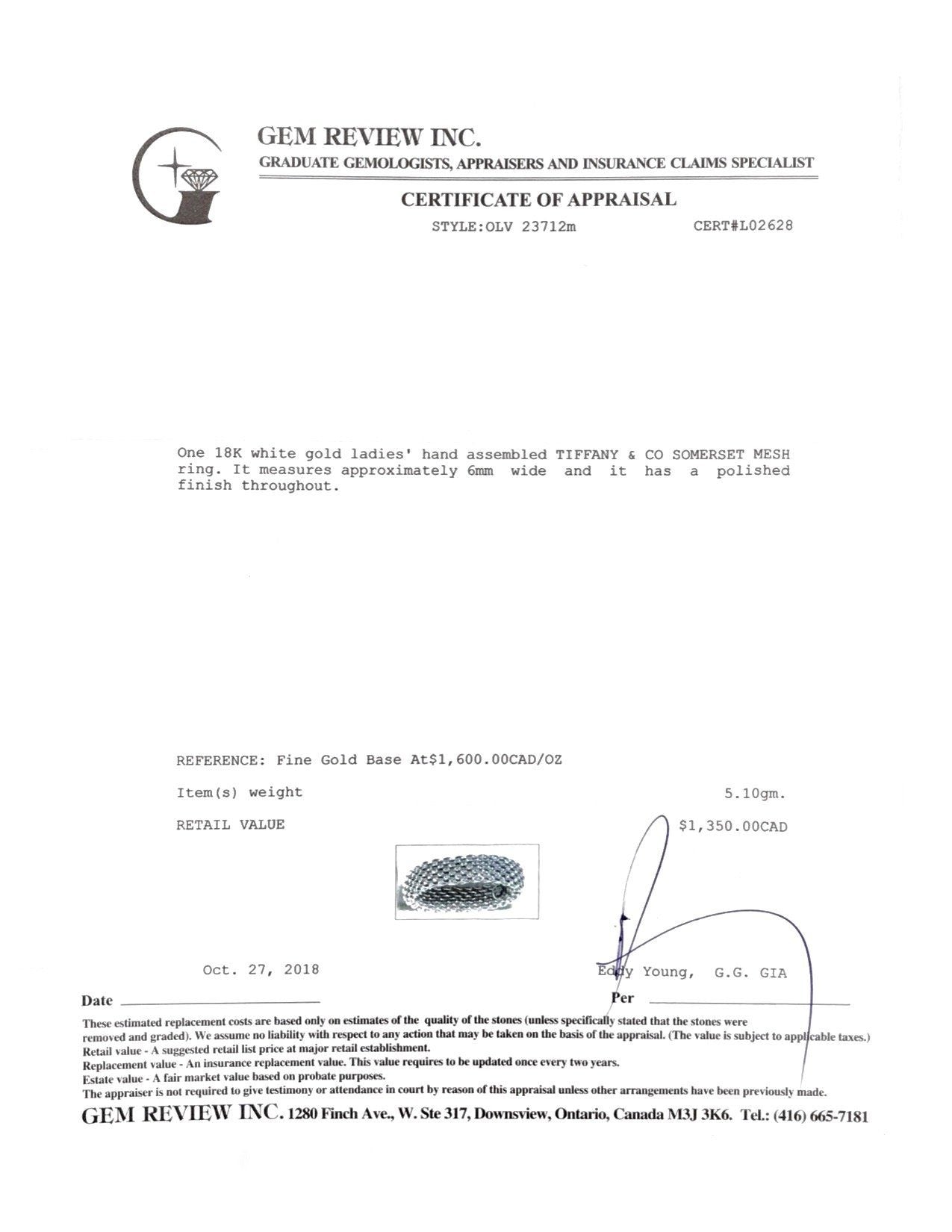 Tiffany & Co. Narrow Somerset Mesh Ring