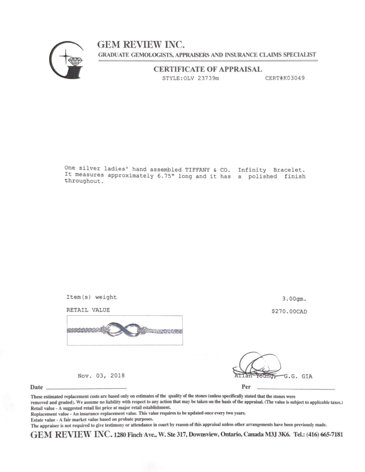 Tiffany & Co. Infinity Bracelet