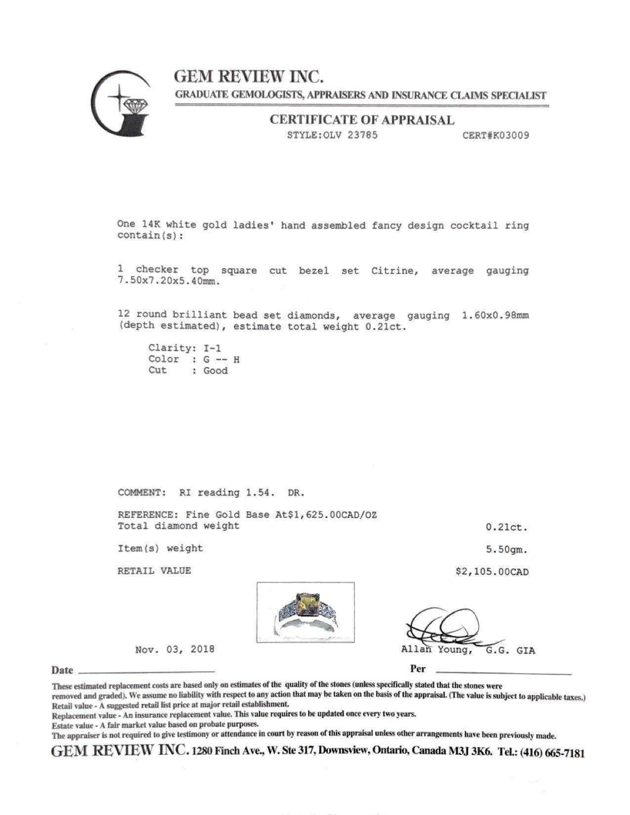 Citrine and Diamond Cocktail Ring