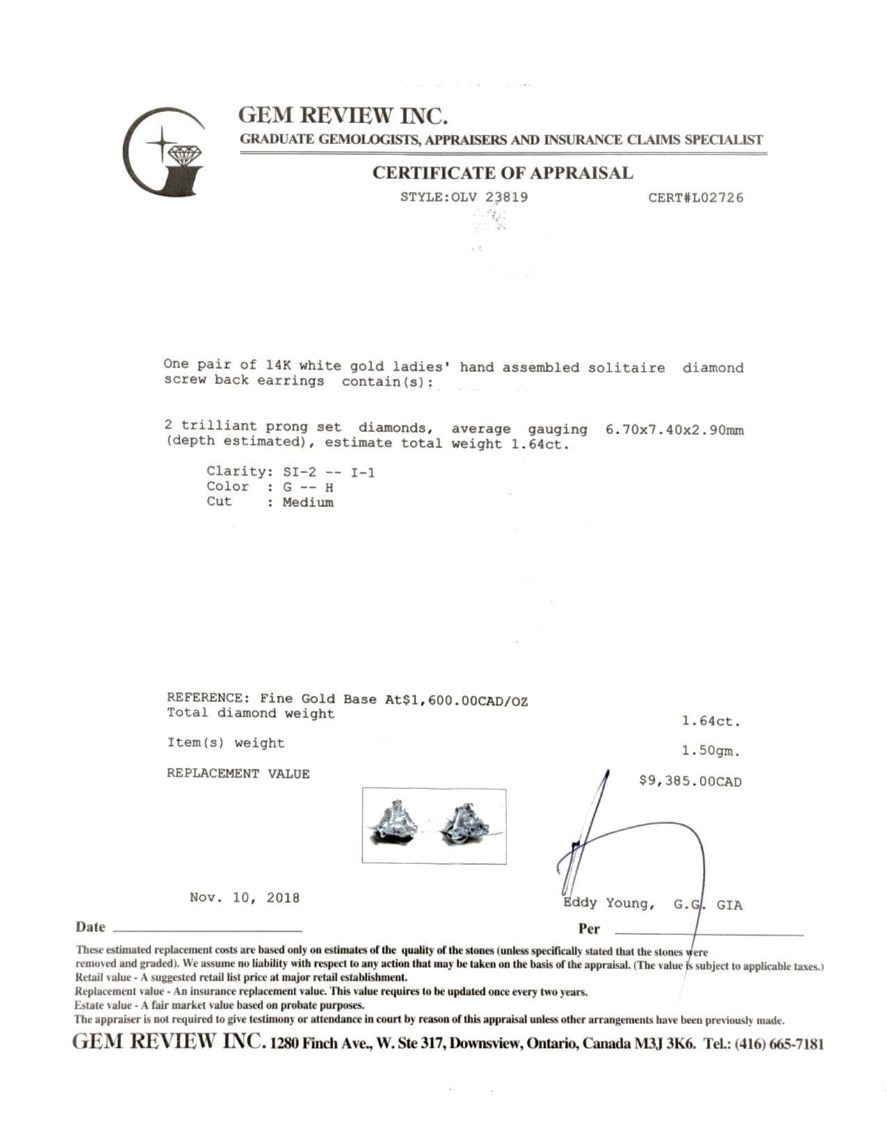 Trilliant Cut Diamond Stud Earrings