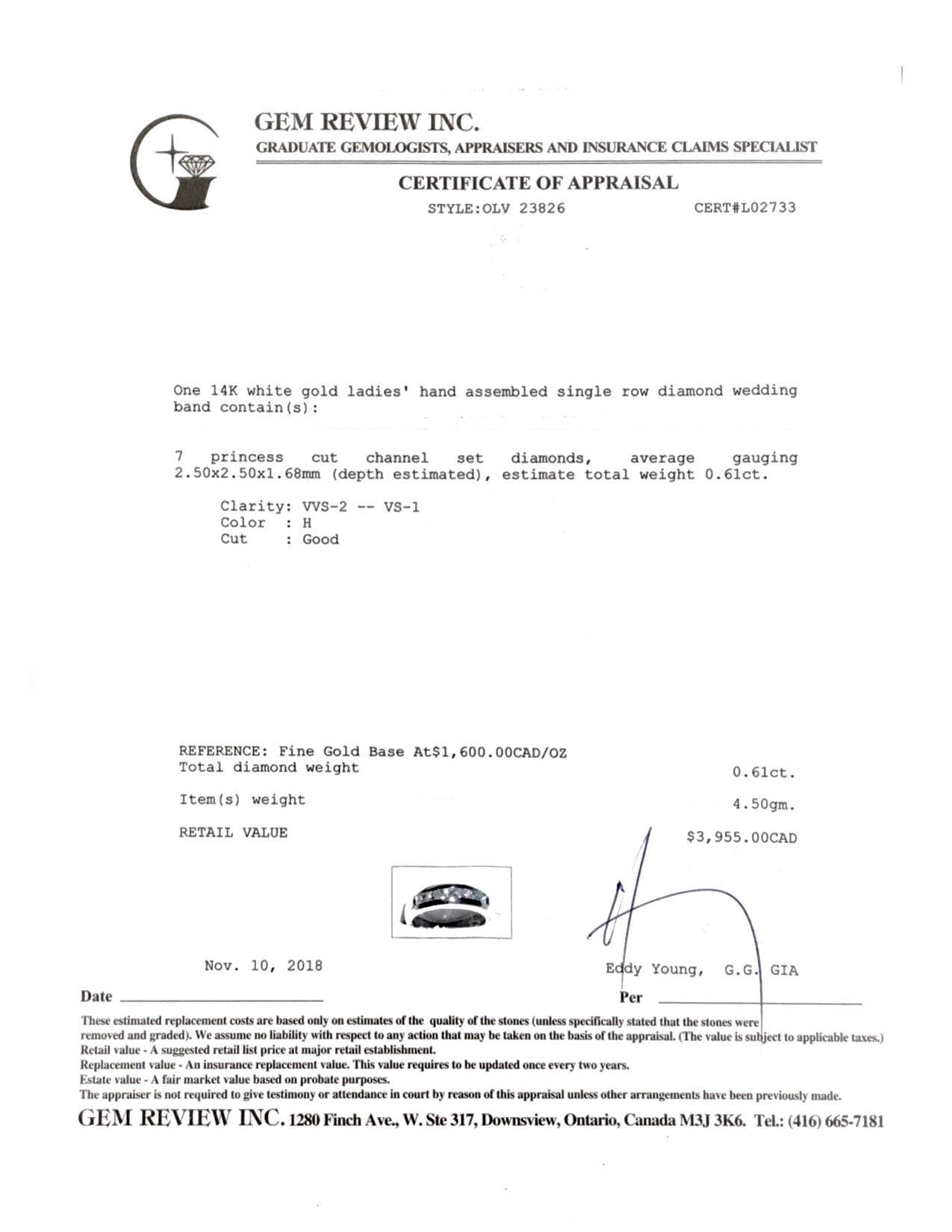 Single Row Channel-Set Princess Cut Diamond Band Ring