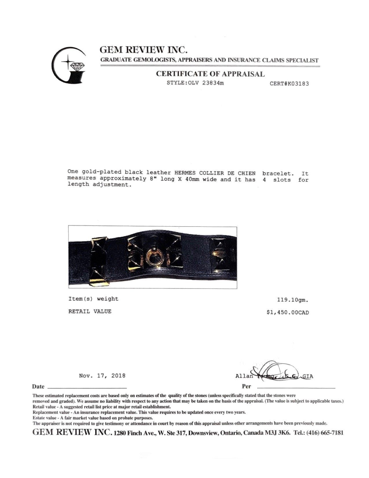 Hermes Collier de Chien Bracelet