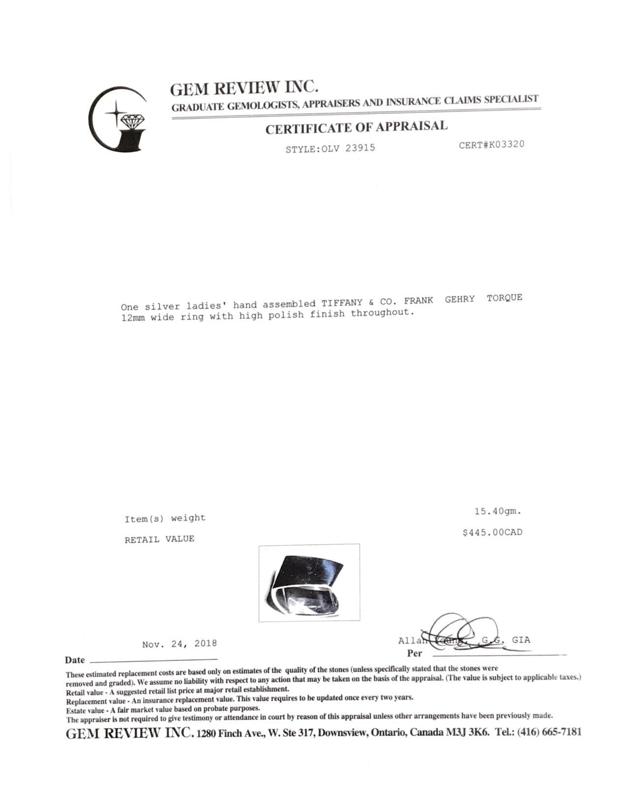 Tiffany & Co. Frank Gehry Torque Wide Ring