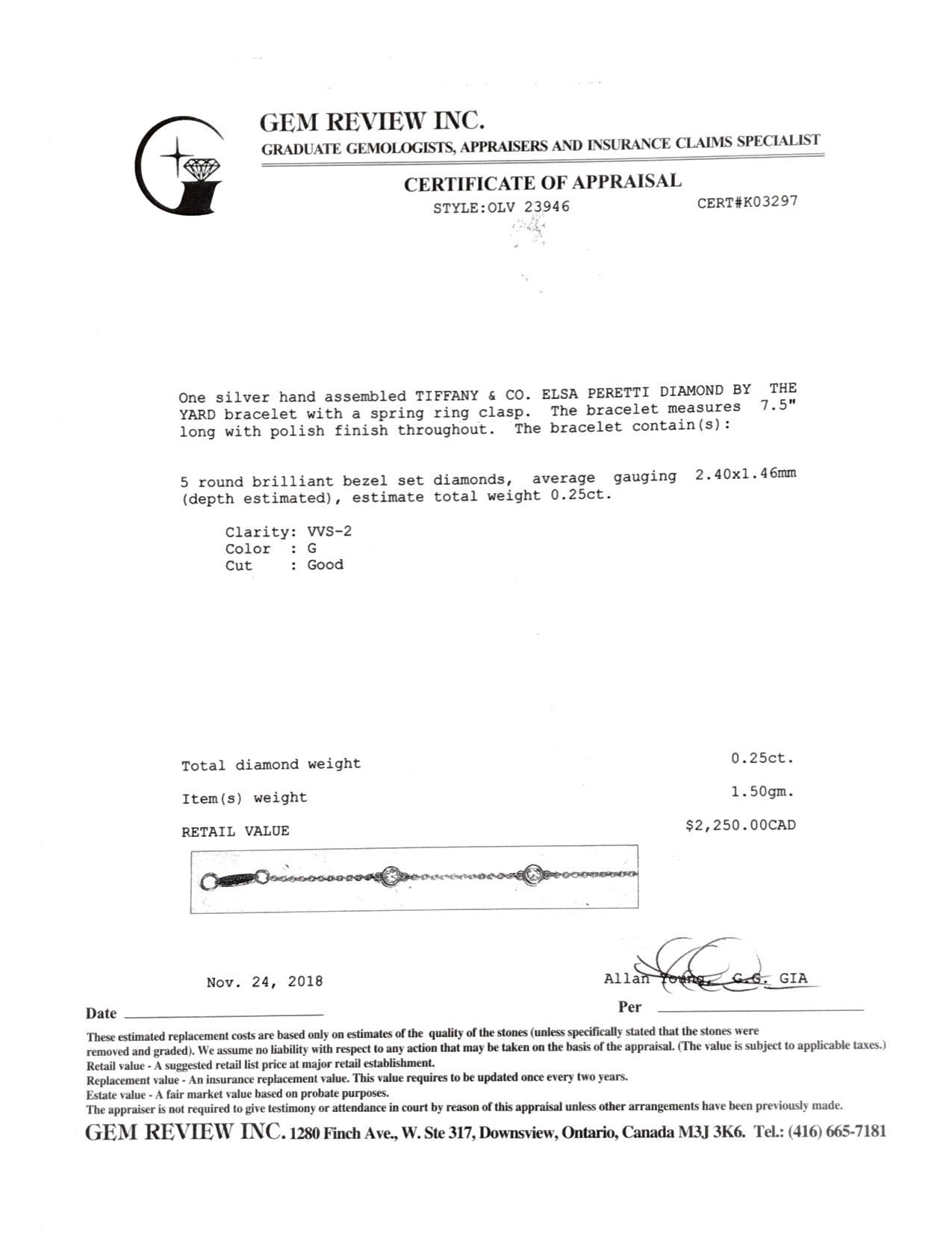 Tiffany & Co. Elsa Peretti Diamonds by the Yard Bracelet