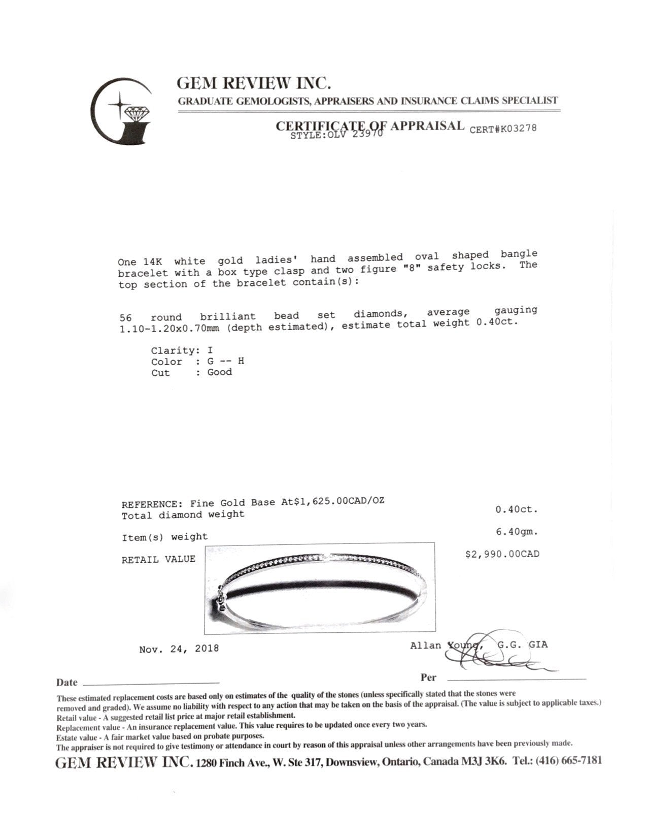 Single Row Channel-Set Diamond Bangle Bracelet