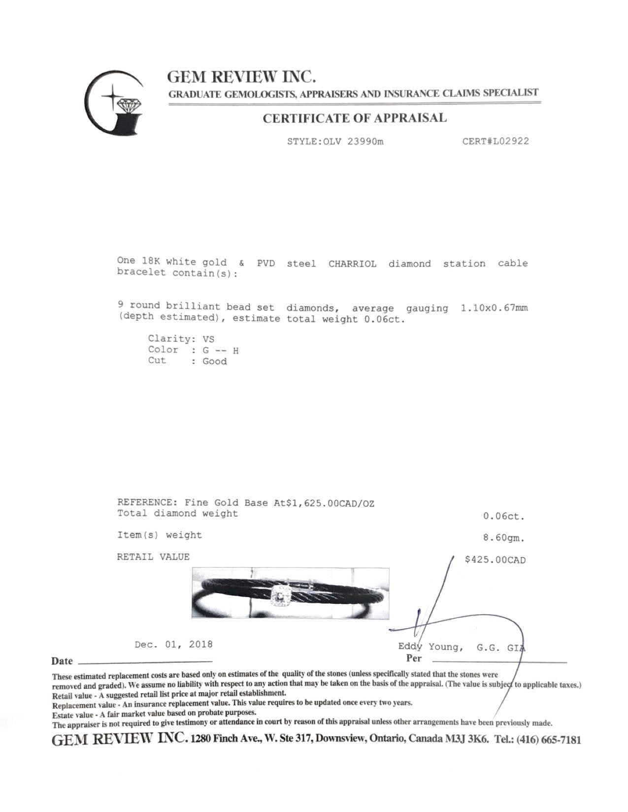 Charriol Diamond Station Cable Bracelet