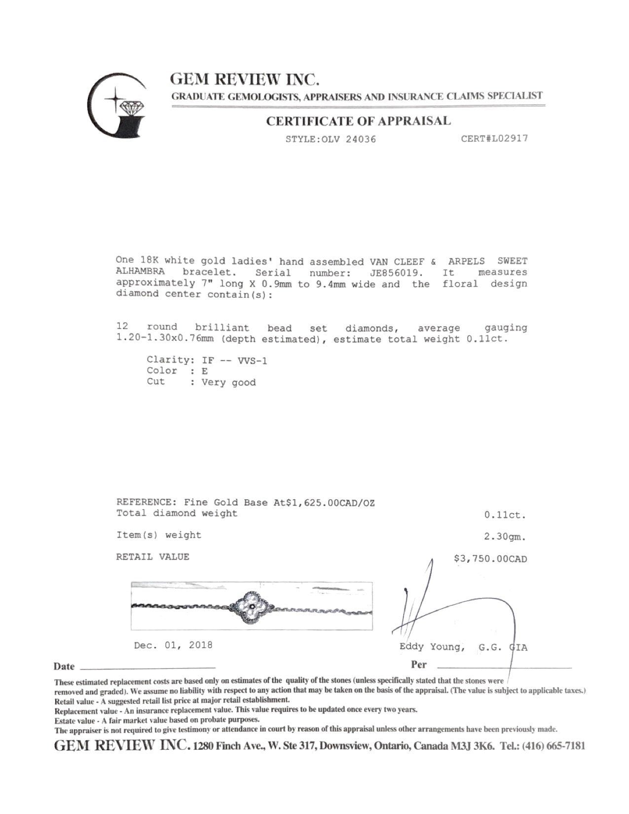 Van Cleef & Arpels Sweet Alhambra, 1 Pattern Diamond Bracelet